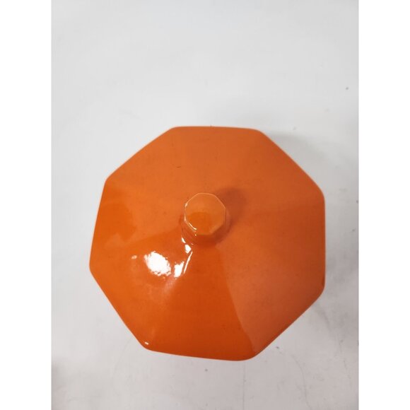 Vintage California Pottery USA Orange Ceramic Serving Bowl Candy Dish Lidded - Picture 2 of 10